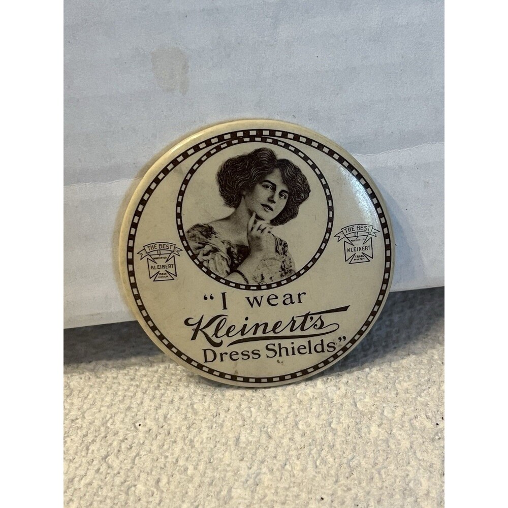 Antique Advertising Pocket Mirror I Wear Kleinerts Dress Shields Lady Clothing